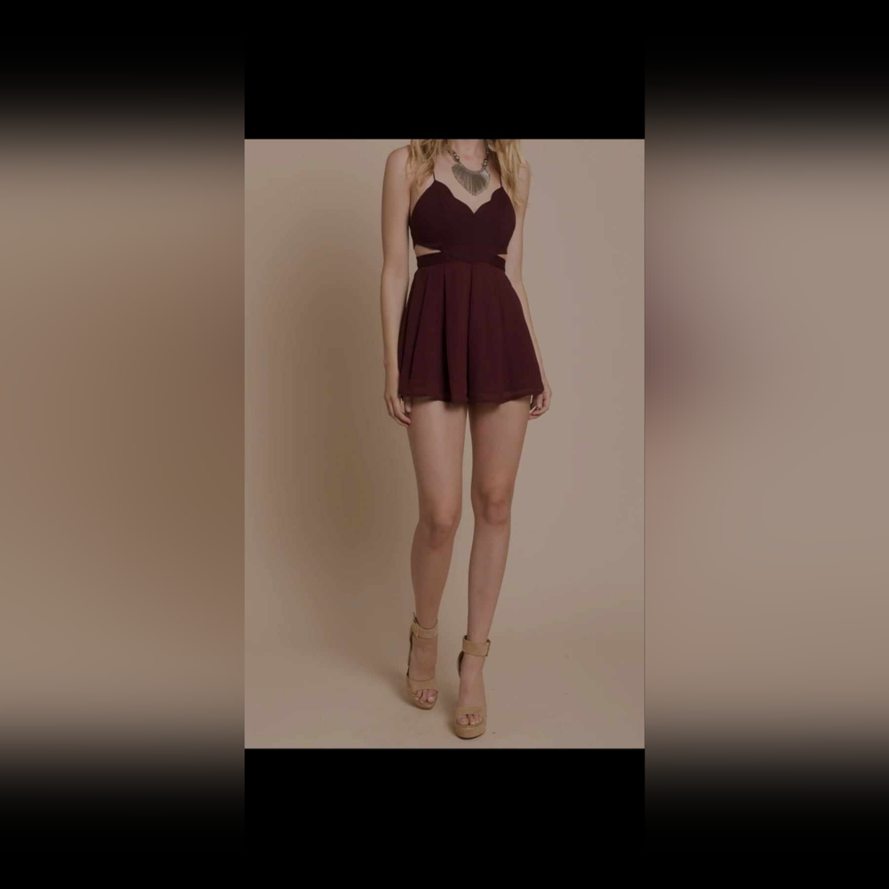 Burgundy color mini dress Love At First Sight Skater Dress